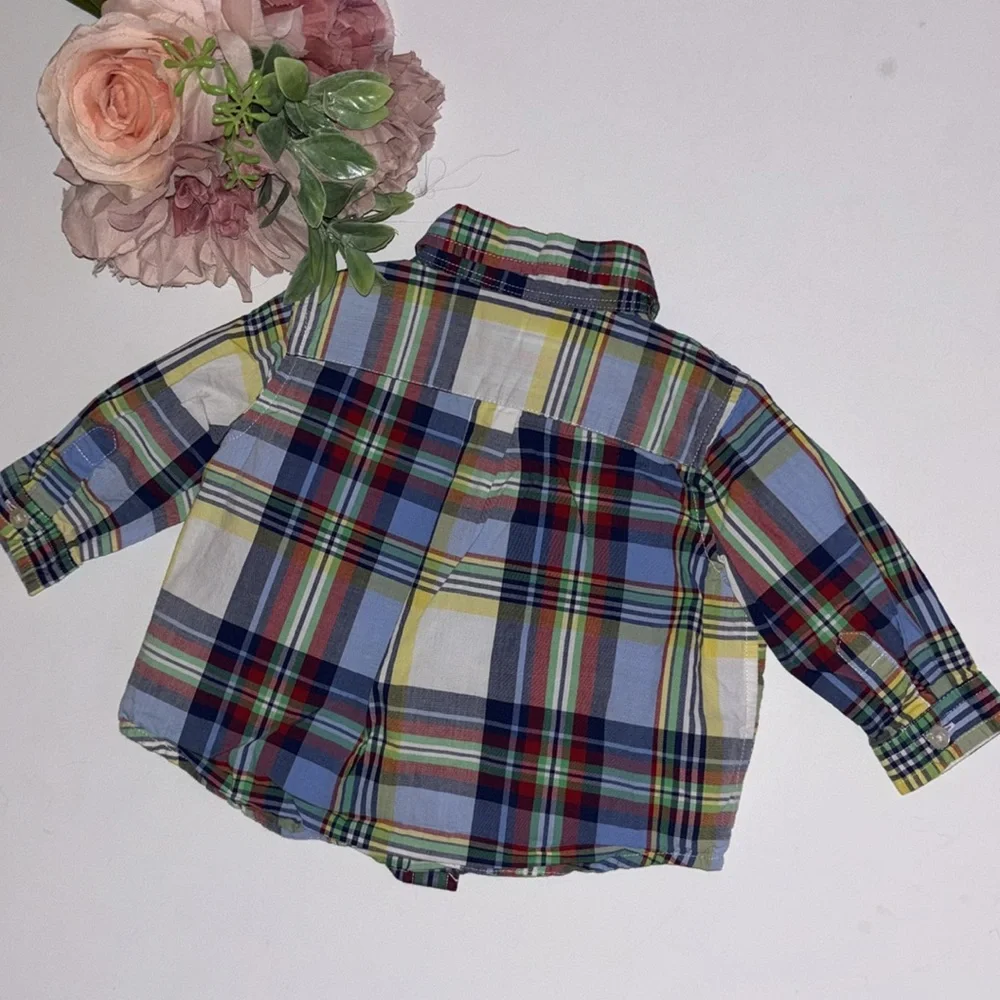 Ralph Lauren Baby Plaid Cotton Poplin Shirt 3M Yellow Blue Plaid Ralph Lauren